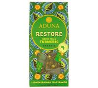 Aduna Restore le super-thé africain au thé vert bio et au curcuma - 15 pyramides de thé biodégradables