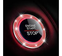 Adunsiaoto 2 Pièces Bling Auto Motor Start Bouton de Démarrage Diamant Intérieur, Bling Bling Bouton Démarrage de Voiture Décoration Accessoires, Universel Voiture Décor Accessoire(Rouge)