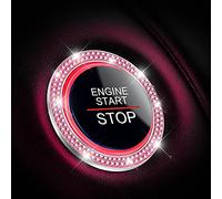 Adunsiaoto 2 Pièces Bling Auto Motor Start Bouton de Démarrage Diamant Intérieur, Bling Bling Bouton Démarrage de Voiture Décoration Accessoires, Universel Voiture Décor Accessoire(Rose)