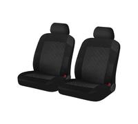 Adunsiaoto 2 Pièces Housse Auto en Tissu pour Deux Sièges Avant, Housse De Siège Auto Antidérapante Anti-Sueur, Universel Siège Avant S'adaptant à La Plupart des Voitures Ourlets Élastiques(Noir)