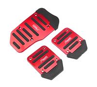 Adunsiaoto 3 Pièces Transmission Manuelle De Voiture Pédal, Accessoires de Pédale de Frein, Couvre-Pédales de Voiture en Aluminium Caoutchouté, Accessoires pour Toutes les Voitures(Rouge)
