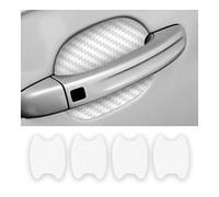Adunsiaoto 4 Pièces Film de Protection pour Poignée Porte de Voiture, Film Protection Universel en Fibre de Carbone Anti-Rayures pour Poigné Porte Voiture, Convient à Plupart Voiture(Blanc)