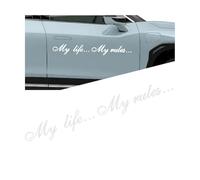 Adunsiaoto Autocollants pour Voiture, pour Vitres Arrière Voiture Carrosserie Voiture Accessoire Décoration, Autocollants Décoratifs pour La Conception De Voitures avec Texte My Life My Rules(Blanc)