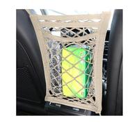 Adunsiaoto Filet De Rangement Élastique avec Crochet, Filet De Rangement Siege Arriere Voiture, Universel Sac en Maille pour Siège Arrière Voiture, Sac Maille Automobile 3 Couches(Beige)