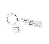 Adunsiaoto Porte-Clés Voiture Créatif Amis, Porte-Clés Acier Inoxydable Argenté Drive Safe, Drive Safe - Keychain En Acier Inoxydable Porte, Porte-Clés Drives Safe I Need You Here With Me(Argent)
