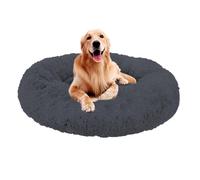 ADUODAO Cozy Lit orthopédique en forme de beignet apaisant en forme de beignet pour chien - Lavable en machine - Antidérapant - Pour chiens de petite, moyenne et grande taille (140 x 140 x 20 cm, gris