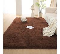 ADUODAO Grand tapis d'intérieur à poils longs doux et moelleux avec envers antidérapant - Ne perd pas ses poils - Lavable - 160 x 100 cm - Café