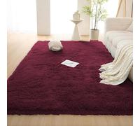 ADUODAO Grand tapis d'intérieur à poils longs doux et moelleux avec envers antidérapant - Ne perd pas ses poils - Lavable - 250 x 200 cm - Rouge bordeaux