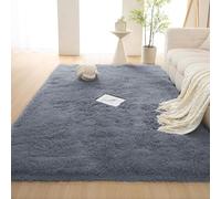 ADUODAO Grand tapis d'intérieur à poils longs doux et moelleux avec envers antidérapant - Ne perd pas ses poils - Lavable - 120 x 90 cm - Gris