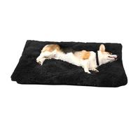 ADUODAO Lit rectangulaire pour chien de grande taille et coussin lavable pour chat et chat avec fond antidérapant, tapis pelucheux anti-anxiété pour animal de compagnie (78 x 55 x 10 cm, noir)