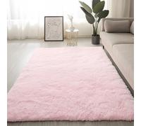 ADUODAO Tapis à poils longs et moelleux et doux, pour salon, table de chevet avec dos antidérapant, ne perd pas ses poils, pour chambre d'enfant et aire de jeux (180 x 120 cm, rose)