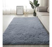 ADUODAO Tapis à poils longs et moelleux et doux, pour salon, table de chevet avec dos antidérapant, ne perd pas ses poils, pour chambre d'enfant et aire de jeux (160 x 120 cm, gris)