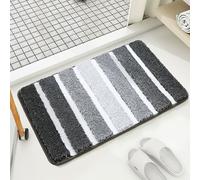ADUODAO Tapis de bain antidérapant à poils longs en polyester pour intérieur et extérieur, facile à nettoyer et ne perd pas ses poils (60 x 40 cm, noir)