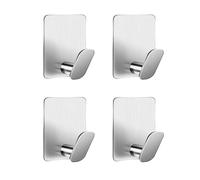 Adurei 4 Pièces Crochet Adhesif Mural Porte Manteau Adhésif Porte Serviette Salle de Bain Accroche Torchon Cuisin Crochet Adhesif Serviette Sans Perçage Acier Inoxydable, Argent