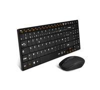 ADVANCE CLS-SLIM-BK Ensemble Clavier AZERTY RF sans fil et Souris Optique 1600 DPI, Mini 100 touches, Portée 10m, Noir, Compatible Windows