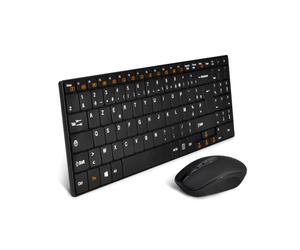 ADVANCE CLS-SLIM-BK Ensemble Clavier AZERTY RF sans fil et Souris Optique 1600 DPI, Mini 100 touches, Portée 10m, Noir, Compatible Windows