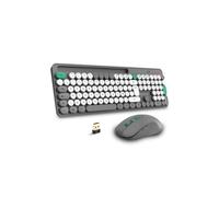 ADVANCE CLS-SMT-GR Pack Clavier AZERTY Français & Souris Optique Sans Fil 1600 DPI USB 2.4GHz Gris - 105 Touches, Portée 10m - Compatible Windows