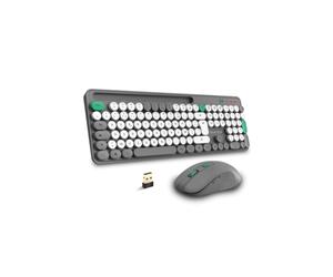 ADVANCE CLS-SMT-GR Pack Clavier AZERTY Français & Souris Optique Sans Fil 1600 DPI USB 2.4GHz Gris - 105 Touches, Portée 10m - Compatible Windows