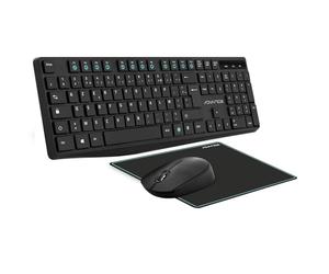 Advance | Elite Wireless Combo | Ensemble Clavier Souris sans Fil +Tapis | Kit Bureautique pour PC/Portable | Clavier Ergonomique | Souris Optique 1600 DPI et Molette Silencieuse | Tapis Antidérapant