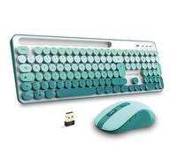 Advance Pep's Wireless - Kit clavier et souris sans fil USB AZERTY, RF 2,4 GHz, Souris Optique 1600 DPI, Support Smartphone Intégré - Vert