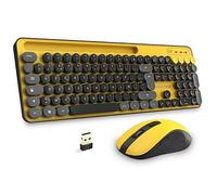 Advance Pep's Wireless - Kit clavier et souris sans fil USB AZERTY, RF 2,4 GHz, Souris Optique 1600 DPI, Support Smartphone Intégré - Jaune