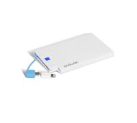 ADVANCE Power Bank 2600mAh Blanc - Batterie Externe Lithium, USB Type-A, Micro-USB, Lightning, 5V/1A, 100x62x7mm, Compatible iOS/Android