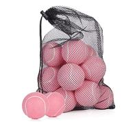 Advanced Lot de 15 balles de tennis pour l'entraînement, balles d'entraînement colorées pour débutants et chiens, avec sac de transport en maille pour un transport facile (rose)