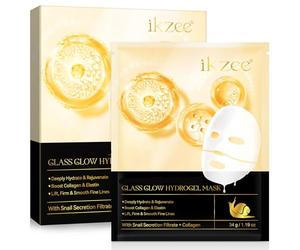 Advanced Snail Mucin Glass Glow Hydrogel Face Masks, 4 pièces Masque Facial à l'Essence de Collagène, Anti-Rides, Anti-Âge, Hydratation Intense, Nourrissant, pour Tous Types de Peau