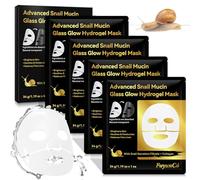 Advanced Snail Mucin Glass Glow Hydrogel Face Masks, 4Pièces Masque Collagene, Masque de protéines d'escargot, Anti-Rides, Anti-Âge, Hydratation Intense, Nourrissant, Réduction des Pores, La peau Lumi