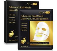 Advanced Snail Mucin Glass Glow Hydrogel Face Masks, 6pcs Masques Hydratants à la Mucine D'escargot, Masque Anti-âge et Revitalisant pour un Effet Peau de Verre