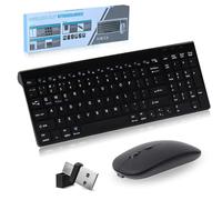 Advanced Wireless Tastatur und Maus Combo, DREI Modi 5 in1(Bluetooth*3+2.4G+USB-C), Leise Wiederaufladbare Ultraslim, US QWERTY Layout Funktastatur für Computer/Desktop/PC/Laptop/Notebook Windows