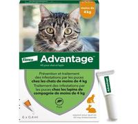 Advantage Solution Antipuce Chat Lapin 1 à 4kg 6 pipettes