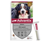 Advantix Très Grand Chien entre 40 et 60 kg - Pipettes pour chien contre 6 parasites - Traitement en pipette pour une protection en continu pendant 4 semaines - 4 x 6,0 ml