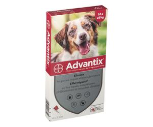 Advantix Chien moyen de 10 kg - 25 Pipette(S) Unidose(S) 4 pc(s)