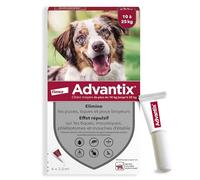 Advantix Chien Moyen entre 10 et 25 kg - Pipettes pour chien contre 6 parasites - Traitement en pipette pour une protection en continu pendant 4 semaines - 4 x 2,5 ml