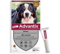 Advantix Très Grand Chien entre 40 et 60 kg - Pipettes pour chien contre 6 parasites - Traitement en pipette pour une protection en continu pendant 4 semaines - 4 x 6,0 ml