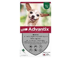 Advantix Chien Solution Antiparasitaire Très Petite Race 1,5 à 4kg 4 pipettes