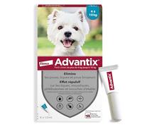 Advantix Petit Chien entre 4 et 10 kg - Pipettes pour chien contre 6 parasites - Traitement et protection pour votre chien pendant 4 semaines - 6 x 1,0 ml