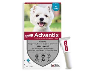 Advantix® Petits chiens - Traitement anti-puces et tiques - 4-10 kg - 6 pipettes