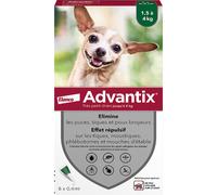 ADVANTIX Chien Solution Antiparasitaire Très Petite Race 1,5 à 4kg 6 pipettes
