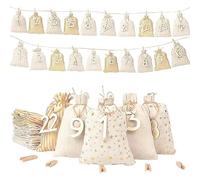 Advantt Calendar Bags - Numbered Christmas Countdown Set, Reusable Drawstring Sacks Offering Twenty-Four Daily Surprise Holders for Holiday Traditions, Perfect Decoration Accessory for Home Office