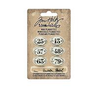 advantusidea-Ology Mini Plaquettes avec Attaches parisiennes .5-inch x .75-inch - Blanc avec Noir Chiffres, d'autres, Multicolore