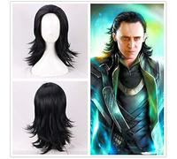 Advengers Loki Cosplay Perruque Loki Noir Cheveux Synthétiques Bande Dessinée Loptr Jeu De Rôle Costume Fête Perruques + Casquette De Perruque