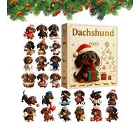 Advent 2025, 2D Plat Acrylique Objet de collection Mignon Chien de Noël Pendentif - Compte à rebours Calendrier Blaireau Figurines | Pour Adultes Adolescents Famille Amis Et Amoureux