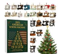 Advent 2025 Christmas | 2D Acrylic Sewing Machine Ornement | 24 jours Hangable Decor Countdown Calendar | For Textile Artists Office Wreath Staircase Nappe Wall Living Room Bedroom Front Door