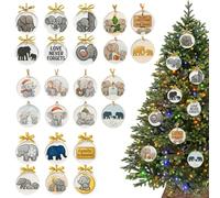 Advent Acrylic Pendant Calendar - Flat Collectible Elephant Countdown Ornament, 24 Day Decoration Gift | Christmas Tree Wall Mantel Fence Décor For Friends Adults Family Holiday Party Display