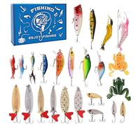 Advent Calendar 2025 Fishing Lure Set,24 Days of Christmas Countdown with Unique Fish Tackle,Fishings Baits Christmas Advents Calendars,Surprise Fishing Bait Gifts for Father, Grandpa, Brother, Boyfri