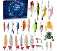 Advent Calendar Fishing Lure - 24 Days of Fishing Baits, Including Hard Lures, Soft Baits, Spinners and Crankbaits, Holiday Countdown Gift Set for Anglers (#C)