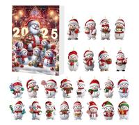 Advent Calendars 2025, 24 Days Christmas Countdown Advent Calendars with 2D Acrylic Snowman Ornament for Kids Adults
