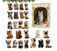 Advent Cat Calendar 2025-26X18X3CM Count-coude De Chaton Polyvalent | 2d Cat Sur Le Thème Avènement, CCalendriier De L'Aveent, Alendrier De Compte À Rebours Du Pendentif Festif De 24 Jours